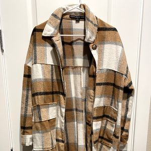 VICI Raw Hem Plaid Shacket - size S